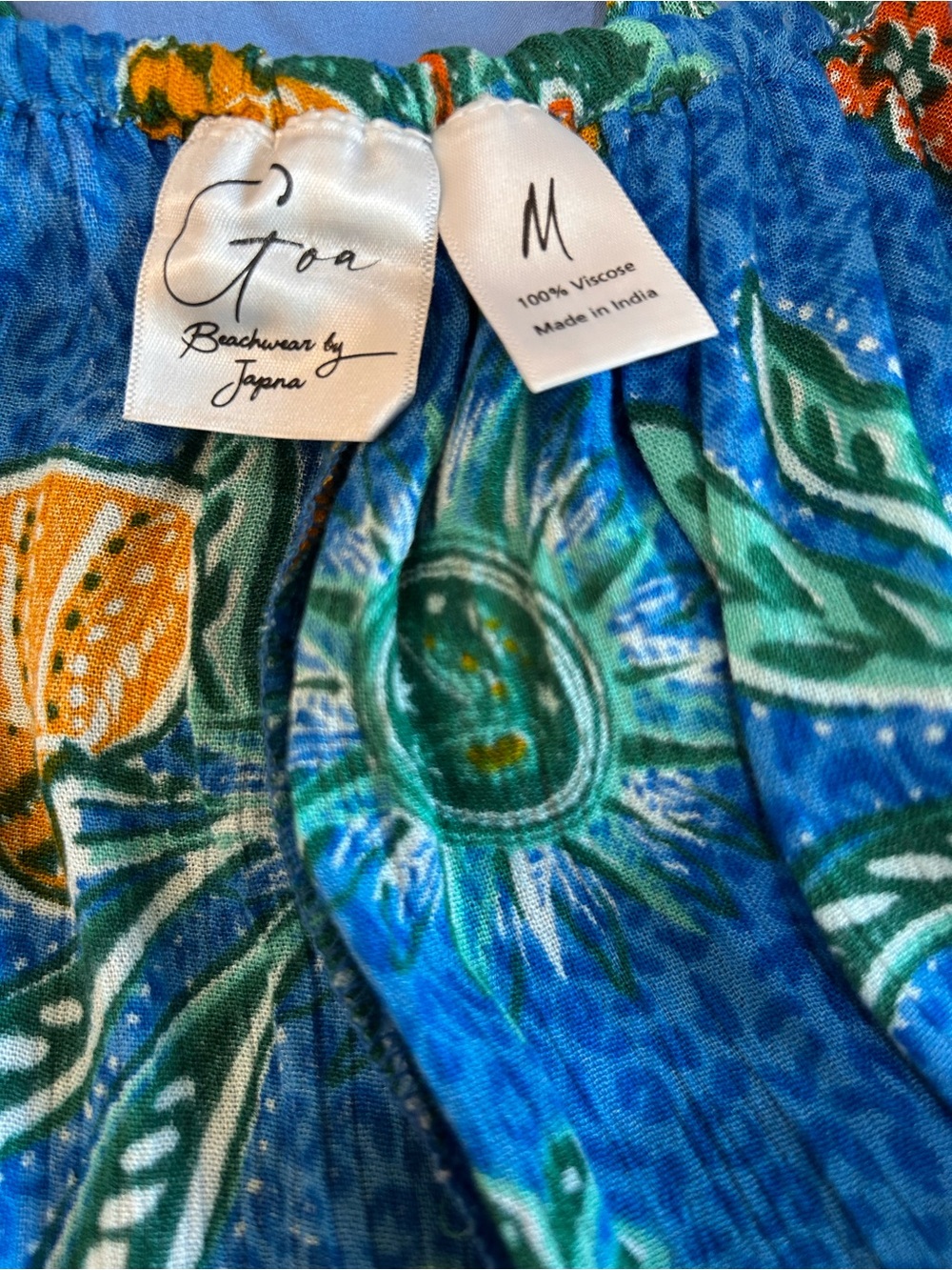 Japna Blue Tropical Print Beachwear maxi dress - Picture 3 of 12